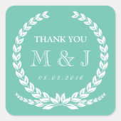 Turquoise Laurel Wreath Wedding Sticker (Voorkant)