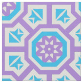 Turquoise Lavendel Paars Marokkaans Geometrisch Stof (Close Up)