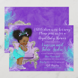 Turquoise Lavendel Waterverf Baby shower Kaart