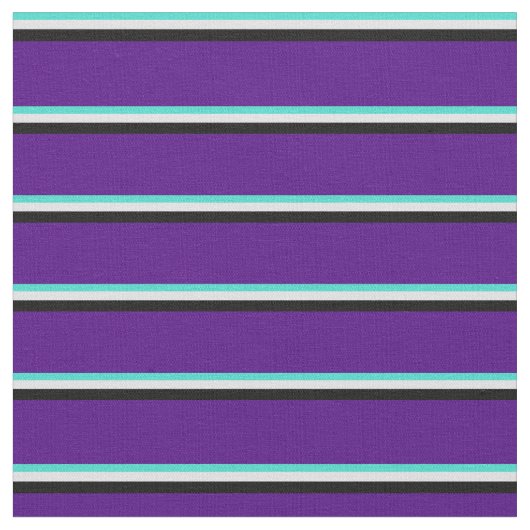 Turquoise, Lavender, Black & Indigo Pattern Stof (Close Up)