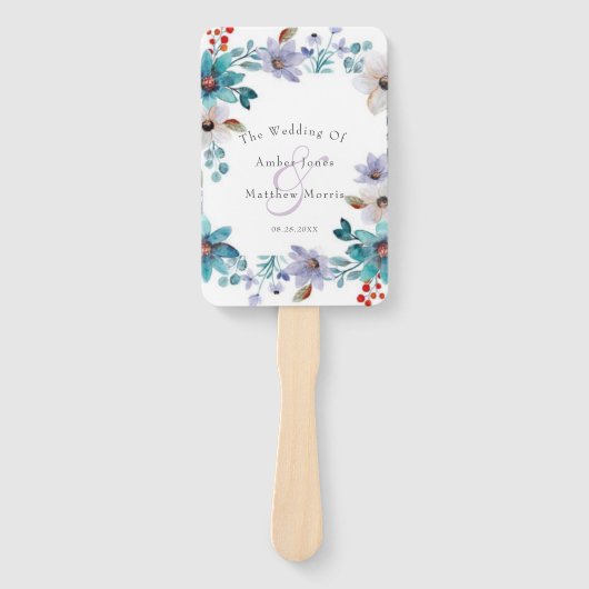 Turquoise Lavender Florals Wedding Favor Handwaaier (Voorkant)