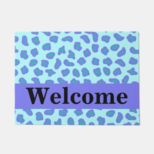 Turquoise Lavender Paarse Leopard Skin Welkom Deurmat (Voorkant)