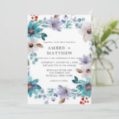 Turquoise Lavender Painted Florals Wedding Invite (Staand voorkant)