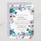 Turquoise Lavender Painted Florals Wedding Invite (Voorkant / Achterkant)