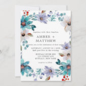 Turquoise Lavender Painted Florals Wedding Invite (Voorkant)