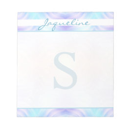Turquoise Lavender Waves Monogram Notitieblok
