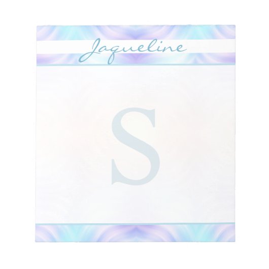 Turquoise Lavender Waves Monogram Notitieblok (Voorkant)