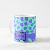 Turquoise & Lavender Zebra & Cheetah Gepersonalise Koffiemok (Voorkant links)