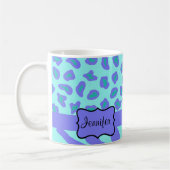 Turquoise & Lavender Zebra & Cheetah Gepersonalise Koffiemok (Links)