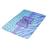Turquoise Lavender Zebra Leopard Skin Monogram Badmat (Gekanteld)