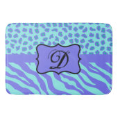 Turquoise Lavender Zebra Leopard Skin Monogram Badmat (Voorkant)
