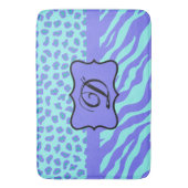 Turquoise Lavender Zebra Leopard Skin Monogram Badmat (Voorkant Verticaal)