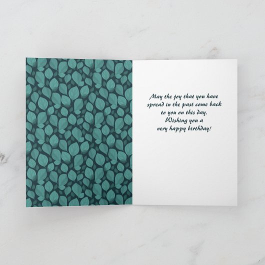 Turquoise Leaf Pattern 80th Birthday Foto Kaart (Binnen)