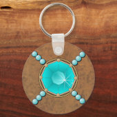 Turquoise Leather & Pearls CUSTOM SLEUTELHANGER (Voorkant)