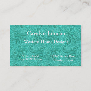 Turquoise Leather Print Western Visitekaartje
