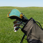Turquoise Leather Tooled Bright Sunny Sunflower Golfheadcover (Insitu)
