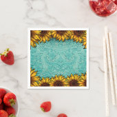 Turquoise Leather Tooled Bright Sunny Sunflower Servet (Insitu)