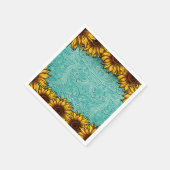 Turquoise Leather Tooled Bright Sunny Sunflower Servet (Hoek)