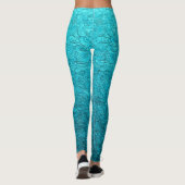  Turquoise Leaves Leggings (Achterkant)