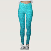  Turquoise Leaves Leggings (Voorkant)