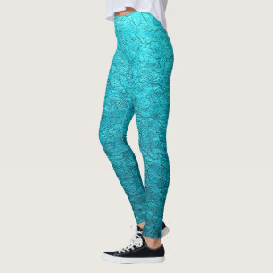 Turquoise Leaves Leggings
