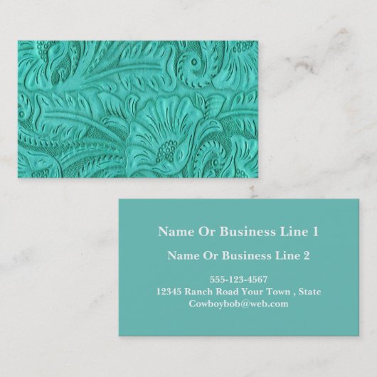 Turquoise lederen print Visitekaartjes (Voorkant / Achterkant)