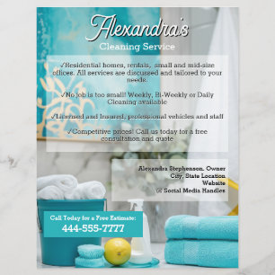 Turquoise Lemon Cleaning Service Sjabloon Business Flyer
