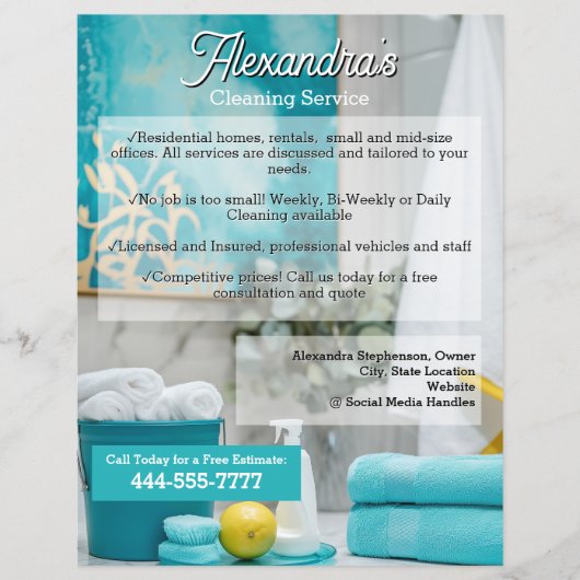 Turquoise Lemon Cleaning Service Sjabloon Business Flyer (Voorkant)