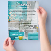 Turquoise Lemon Cleaning Service Sjabloon Business Flyer (Hand)