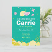 Turquoise Lemon drop Verjaardagsfeestje Uitnodigen Kaart (Staand voorkant)