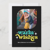 Turquoise & Lemon Modern Retro Kerst Foto Feestdagenkaart (Voorkant)