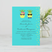 Turquoise & Lemon Tropical Summer Rehearsal Dinner Kaart (Staand voorkant)