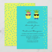 Turquoise & Lemon Tropical Summer Rehearsal Dinner Kaart (Voorkant / Achterkant)