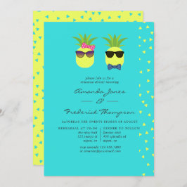 Turquoise & Lemon Tropical Summer Rehearsal Dinner Kaart