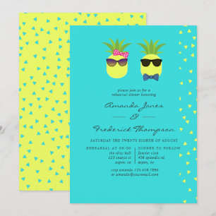 Turquoise & Lemon Tropical Summer Rehearsal Dinner Kaart