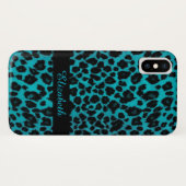 Turquoise Leopard Animal Print Hoesje (Achterkant (horizontaal))