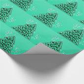 Turquoise Leopard Cheetah kerstboom Cadeaupapier (Hoek)