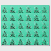 Turquoise Leopard Cheetah kerstboom Cadeaupapier (Vlak)