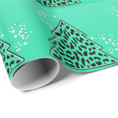 Turquoise Leopard Cheetah kerstboom Cadeaupapier (Rol Hoek)