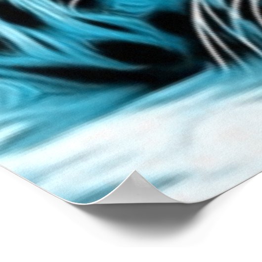 Turquoise leopard met blauwe ogen poster (Hoek)