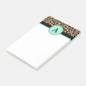 Turquoise Leopard Monogrammed Print Post Het merkt Post-it® Notes (Schuin)