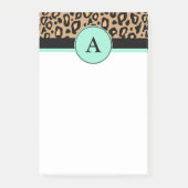 Turquoise Leopard Monogrammed Print Post Het merkt Post-it® Notes (Voorkant)