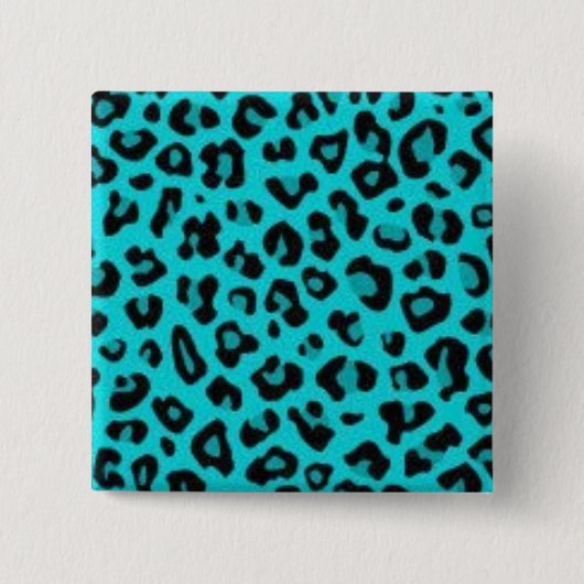 Turquoise Leopard Pin Vierkante Button 5,1 Cm (Voorkant)
