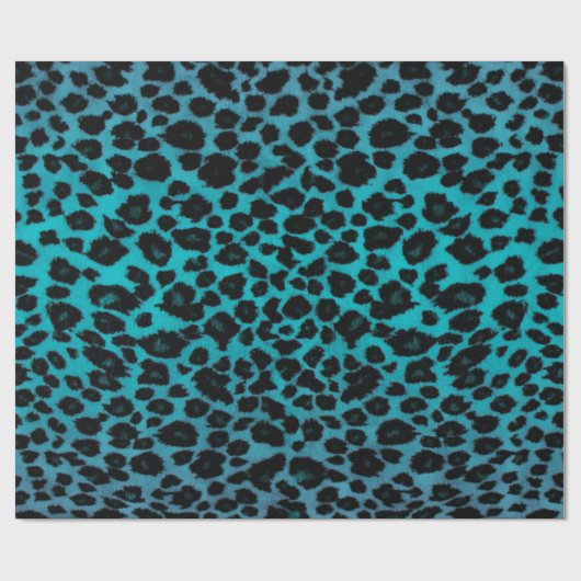 Turquoise Leopard Print Cadeaupapier (Vlak)
