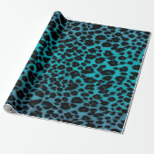 Turquoise Leopard Print Cadeaupapier (Uitgerold)