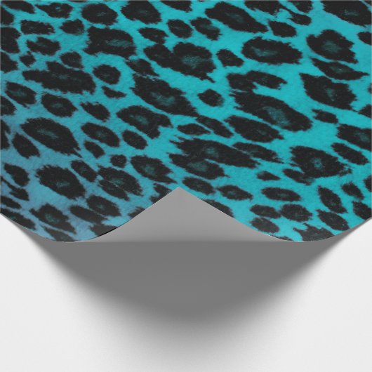 Turquoise Leopard Print Cadeaupapier (Hoek)