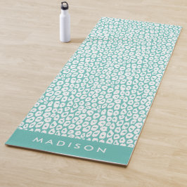 Turquoise Leopard Print gepersonaliseerd Yogamat