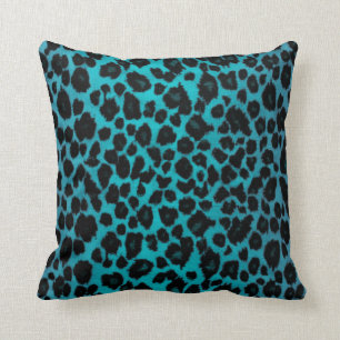 Turquoise Leopard Print Kussen