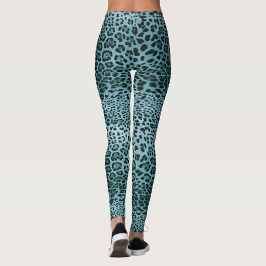 Turquoise Leopard Print Leggings (Achterkant)