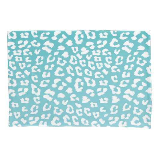 Turquoise Leopard Print Patroon Kussensloop (Voorkant-Links)